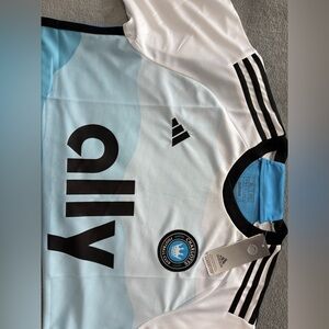 Adidas Light Blue and White Soccer Jersey